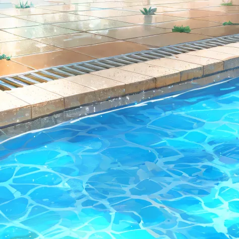 in poolside, Realistic water, Realistic water sharp focus, swimming pools, in poolside, Pool Caustics, random background scene, Swimming pools in Greece, photorealistic detail, Hyper-Detailed Water, Swimming pool, next to a pool, [ 4 k photorealism ], Pool...