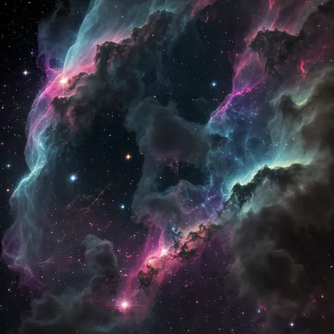 The Veil Nebula in high definition from Hubble, starfield, dots