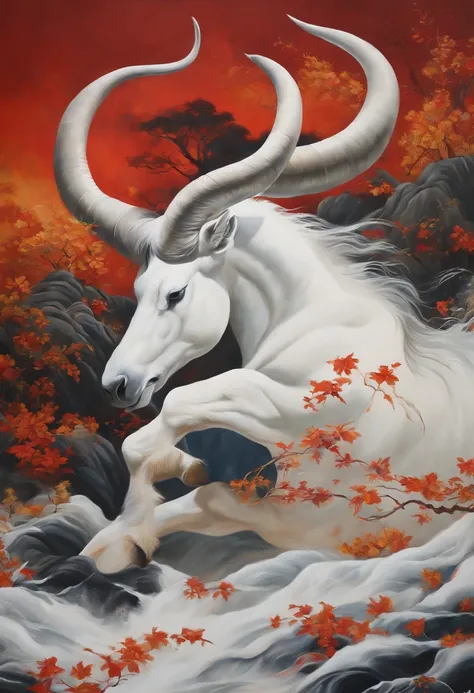 Bullish Spirit, National Style Painting, National Tide, White Background