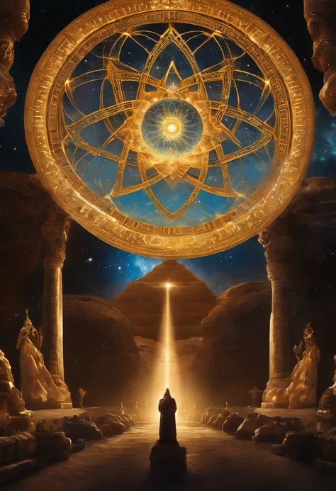 In a majestic Cosmic Temple, set on an Extraterrestrial Mothership, the Old Council of the Stars meets. Esses seres, from various cosmic civilizations, they are the guardians of universal wisdom. Each is unique in appearance, refletindo a diversidade de su...