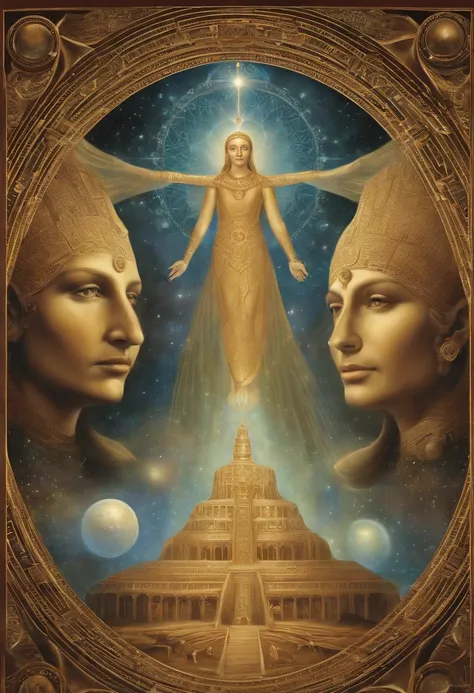 In a majestic Cosmic Temple, set on an Extraterrestrial Mothership, the Old Council of the Stars meets. Esses seres, from various cosmic civilizations, they are the guardians of universal wisdom. Each is unique in appearance, refletindo a diversidade de su...