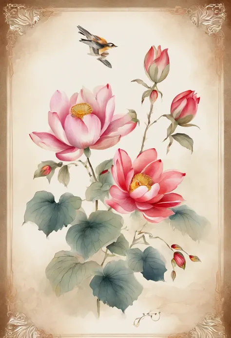 There is a picture of a flower on the plate, Elegant Chinese style painting background,Fine line decoration, chinoiserie pattern, oriental art nouveau, Lotus Mandala, classical ornament, oriental wallpaper, 256x256, 2 5 6 x 2 5 6, ancient china art style, ...