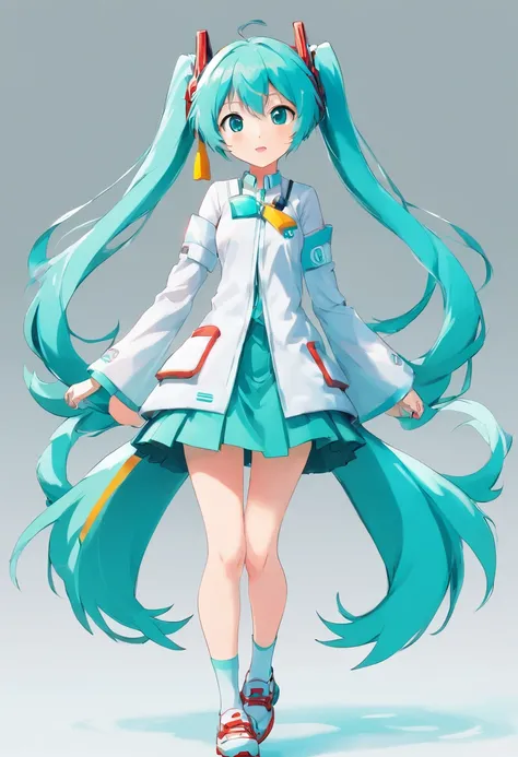 HATSUNE Miku, simple background, white blank background, full body