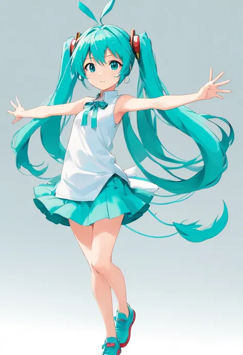 HATSUNE Miku, simple background, white blank background, full body