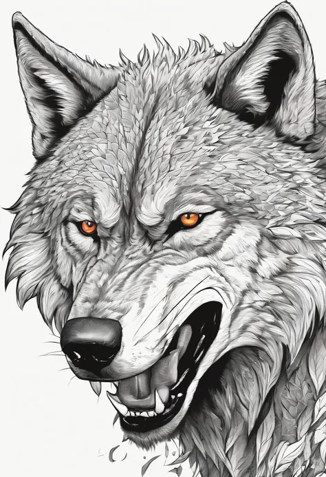 Description: Angry wolf, with details of drool coming out of its mouth, large and sharp teeth, less detailed fur, black and white manga style
Characteristics: it must be in high definition, saliva coming out of the mouth and he is very angry
Color: Black a...