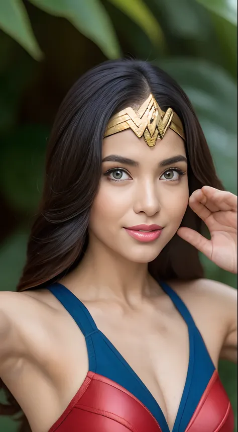 (DCs Wonder Woman Super Heroine sexy), roupa curta e sexy decote mostrando seios perfeitos, ultra hd, guerreira amazonas, Qualidade de imagem superior、8K sharp photos、luz suave natural、sozinho、looking at the camera、foto de corpo inteiro、pele detalhada、Deta...