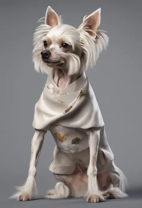 Make a Chinese crested dog by eating a lot of fast food, aplique um estilo realista 8k