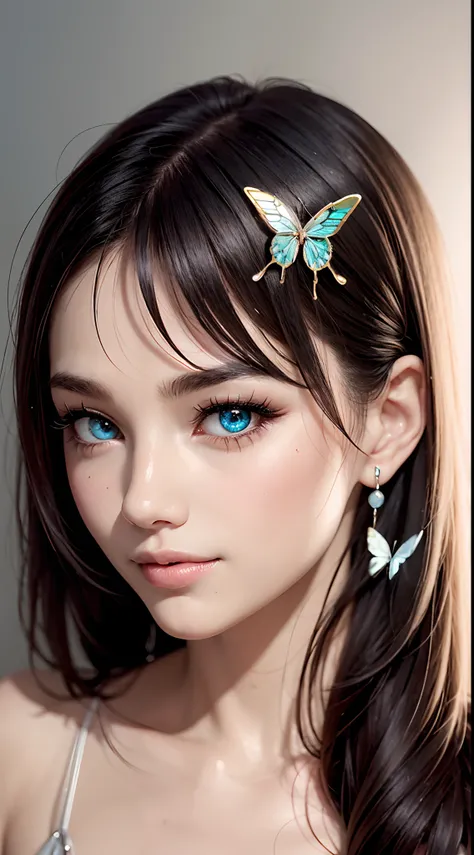 16k high quality wallpapers，Surrealist broken glass photo（Detailed eyes,Long eyelashes,Bright and colorful iris,Expressive eyebrows,Blend eyeshadow perfectly,Eyes sparkle,Reflective eyeballs，Heterochromia），（Silver-blue long-haired girl ， A lot of hair 1。3 ...