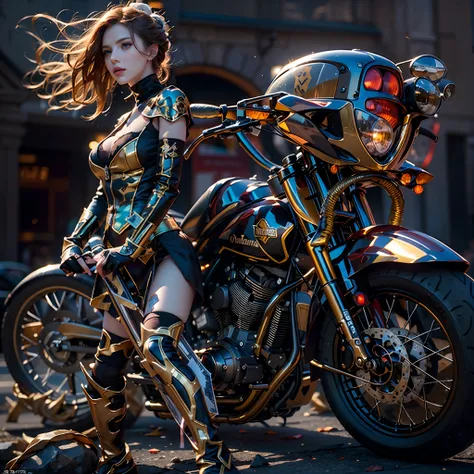 Masterpiece epic girl sunLight Heroe Marvel "Black Widow" Harley_Davidson Beholder ultra_realist saturate meticulously intricate ultra pro-photorealistic optimal ultra_high_quality accurate ultra_high_detail ultra_high-resolution color-coded shading max pe...