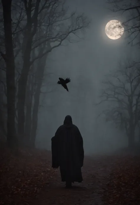 mothman,moon,fog,dark ambience,ethereal, eldritch,ominous, haunting, hauntingly beautiful, mysterious, eerie, nocturnal, otherworldly, supernatural, mesmerizing, mythical, atmospheric, shrouded in mist, enigmatic, surreal, spectral silhouette, mystical, cr...