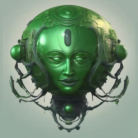 Masterpiece、Extraterrestrials、((The face is stuck to the body of a green sphere))