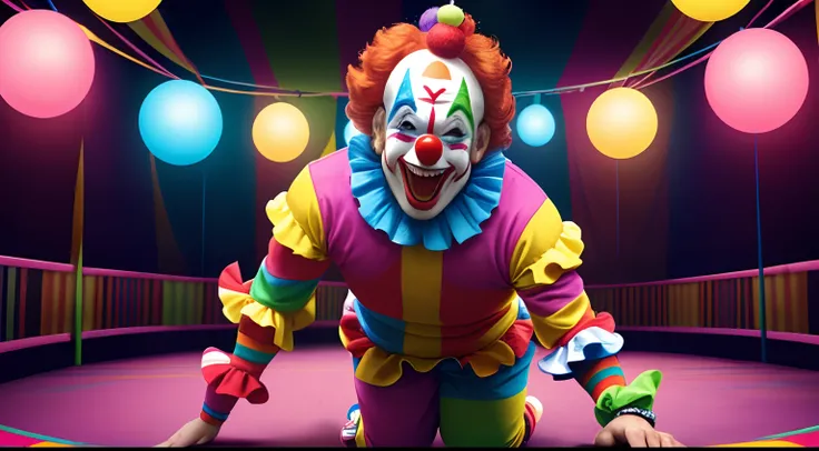 (funny clown,entertaining,amusing,joyful),(juggling balls,multi-colored,bouncing),(make people laugh,silly but not scary),(bright colors,vibrant),(realistic,fine detail),(comedy,cheerful),(circus theme), (playful expression),(dynamic movement),(professiona...