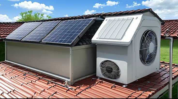 Roof type Hot and cold evaporated cooler system by solar panel