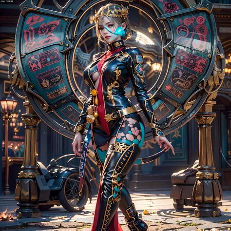 Masterpiece epic girl sunLight Heroe suit Marvel outfits Harley_Davidson Beholder ultra_realist saturate meticulously intricate ultra pro-photorealistic optimal ultra_high_quality accurate ultra_high_detail ultra_high-resolution color-coded shading max per...