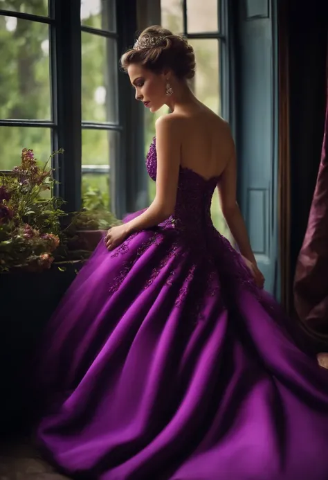 Cinderela de corpo todo com vestido roxo