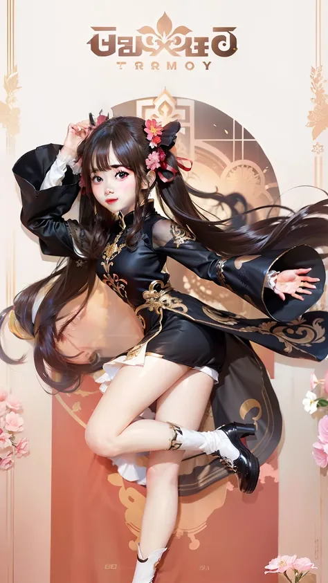 1girl, hu tao, realistic, ultra detail, hu tao dress and accesoris, twintail, perfect face