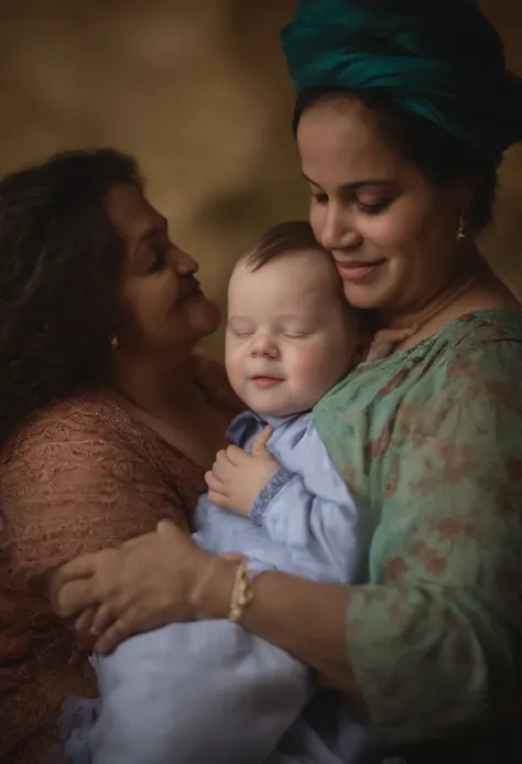 Down syndrome high definition child pediatrician with his mother