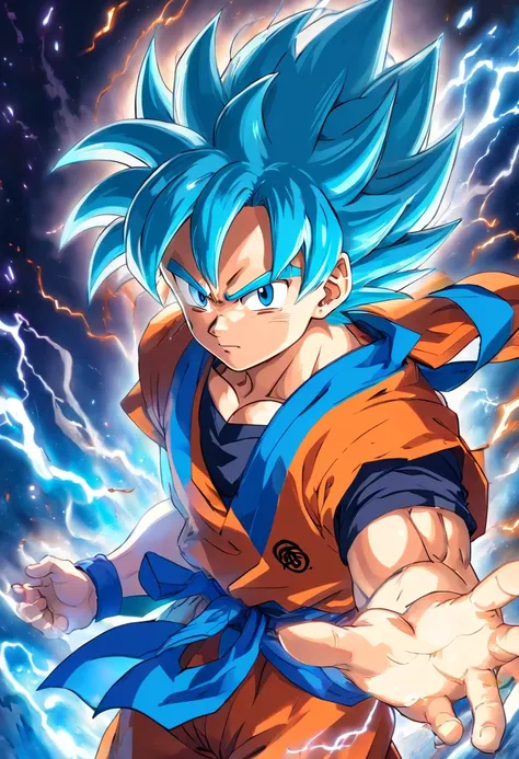 Super Four Goku，Auf dem Schlachtfeld，schwarzes Schalhaar，Super Blauer Goku，Auf dem Schlachtfeld，blaue Haare，Red hair all over the body