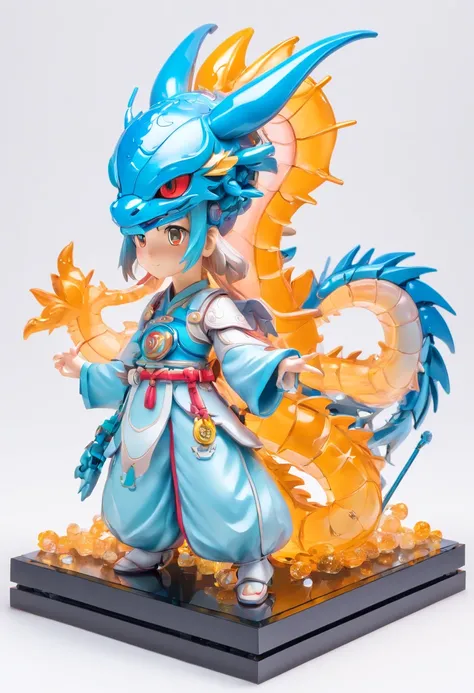 ChinesischDrache, (Blind Box Spielzeug Stil:1.2), (full-body shot) , 1 Transparent Girl,Hinter ihm steht ein durchsichtiger chinesischer Drache, Transparenter Mech, Exquisiter Helm:1.2, Leuchtende Brille:1.2, Cyberpunk, Dreamy glow, leuchtende Neonlichter,...