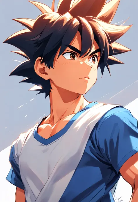 goku, white background, t-shirt design, realistic, 8k, sketch style.