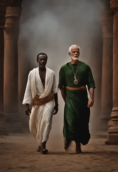 Ethereal photo of 2 men, 1 Irish white, 1 homem africano, 45 anos, , emerging from turbulences of smoke and vapors, cabelos longos, estilo de Steve McCurry, obra-prima de arte intrincada, agourento, proportion Aurea, trending in cgsociety, intrincado, epic...