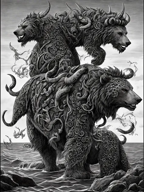 a beast that came out of the sea. It had ten horns and seven heads, with ten crowns, one on each horn, and on each head a name of blasphemy. The beast that I saw was like a leopard, but it had feet like a bear and a mouth like a lion.