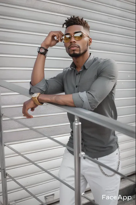 black man wearing and showing a watch