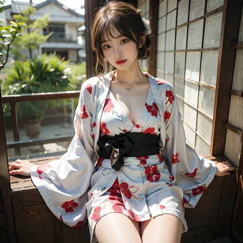 hi-school girl, Japan Yukata, No bra, wide open legs