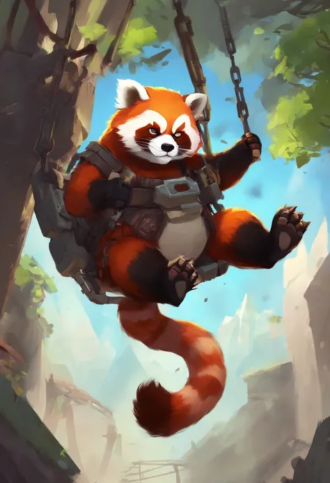 wrecking ball from overwatch as a red panda