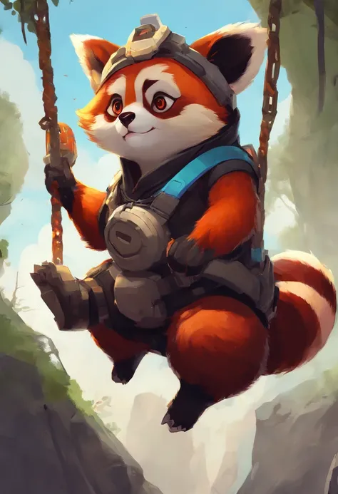 wrecking ball from overwatch as a red panda