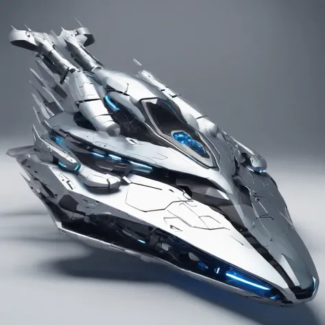 spacecraft with metal fish appearance, plastic. planos futurista fundo nave de guerra em forma futurista voando 4k