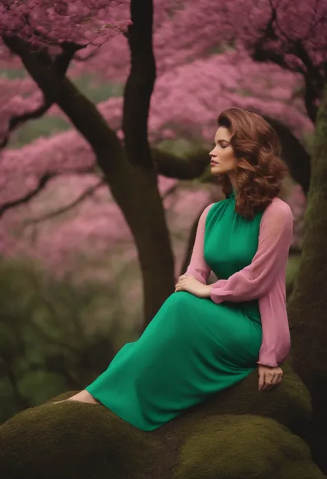 uma moca de cabelo rosa e uma moca de cabelo verde olhando uma a outra fazendo arma com a mao