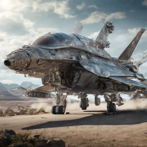 spacecraft with fighter jet appearance, polimento metal, plastic, blindagem Liza. planos futurista fundo nave de guerra em forma futurista voando 4k