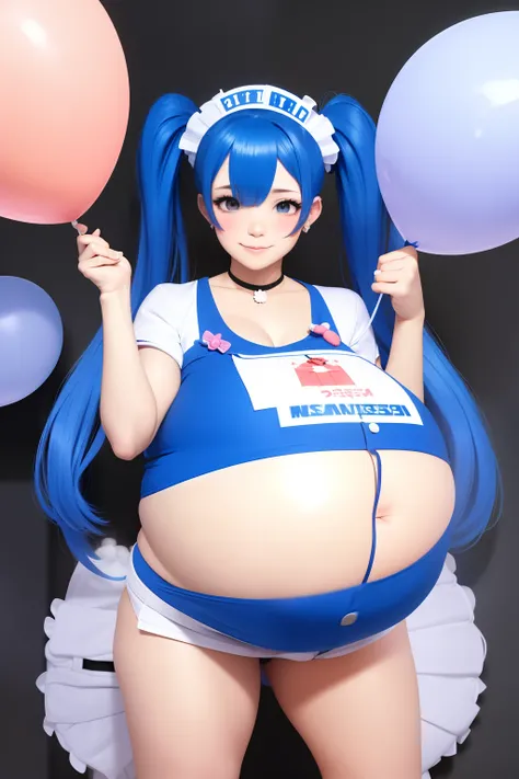 Twintails Hair Bow, blue hair,Big Baby Bump pregnant, nurse costume, Big boobs, nipple, cum, Big Blue Balloons,16 years girl, Big pregnant Belly, Big Pregnant girl, Largest Belly of Pregnant, Huge Pregnancy, background hospital,Huge 9 months Pregnancy Bell...