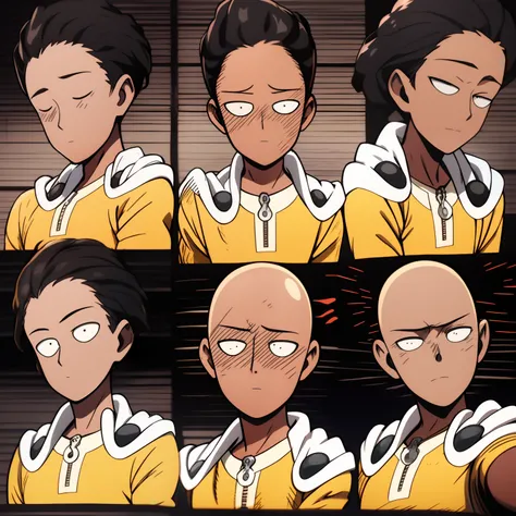 1 boy bald saitama，9 tables，9 poses and expressions，Different emotions，10