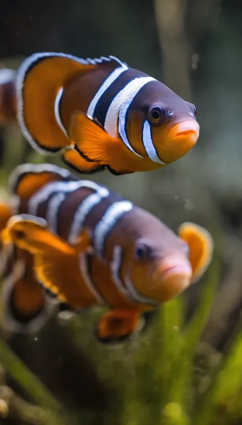 big clownfish shot with Canon EOS Rebel SL1 DSLR Camera and Canon 60mm EF-S macro lens, depth of field, underwater photography --ar 3:2