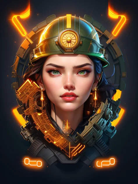 a close up of a woman (Adriana Lima :1.1) red lips, green eyes  wearing a helmet with a clock in the background, stunning digital illustration, epic portrait illustration, 4k detailed digital art, epic digital art illustration, cgsociety portrait, fantasy ...