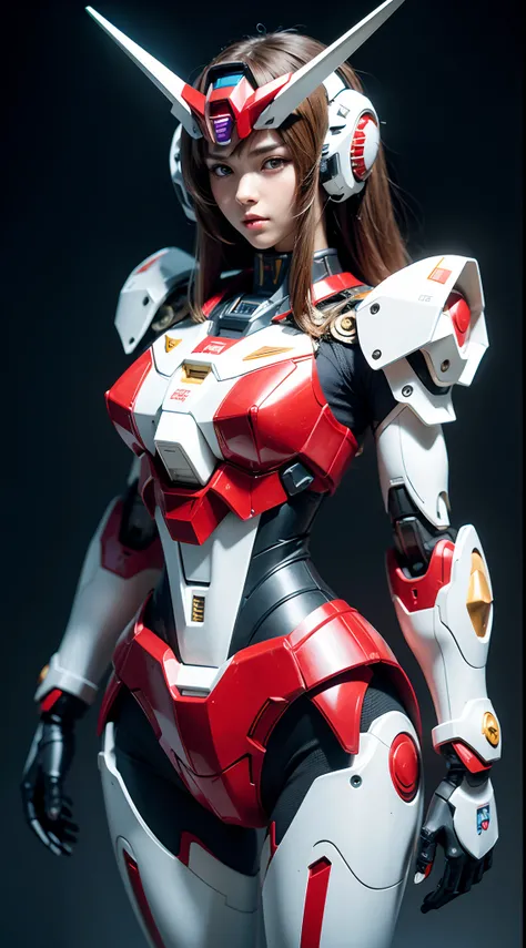 Textured skin, Super Detail, high details, High quality, Best Quality, hight resolution, 1080p, Gorgeous beauty、Girl with Beautiful Mecha Body、(Gundam) Girl with robot body