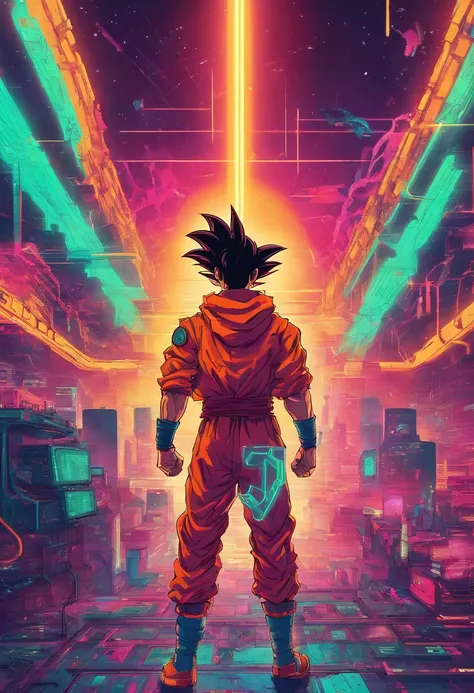 Son Goku ao estilo cyberpunk