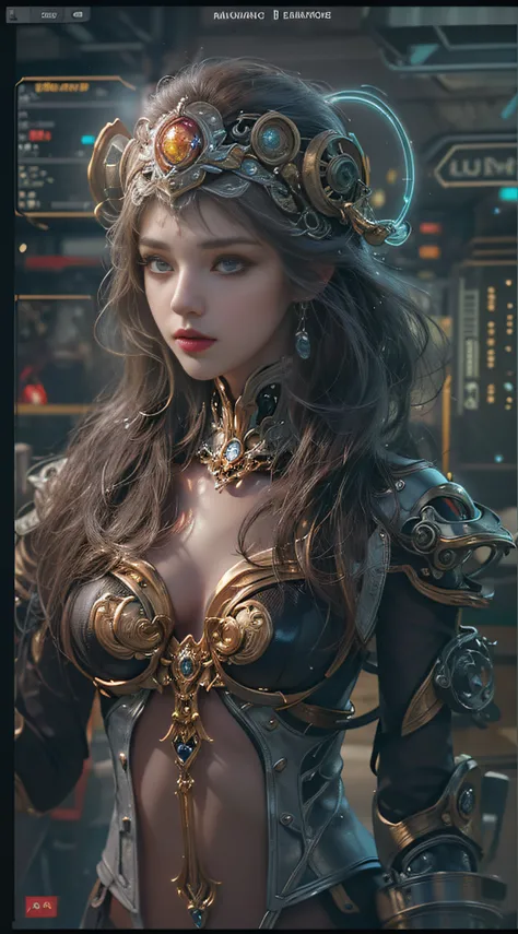 (((Masterpiece, top quality, super detailed))), (((One endless mage girl, 14 years old, radiating magic))), (((complex mechanical headgear, complex mechanical steampunk fashion and overdecorated gothic fashion and neon glitter cyberpunk fashion fusion of))...