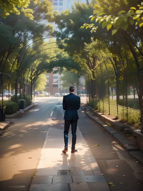 RAW photo:1.2), a man wearing a business suit sitting outside, tired, candid shot, best quality, 8k, uhd, photorealistic