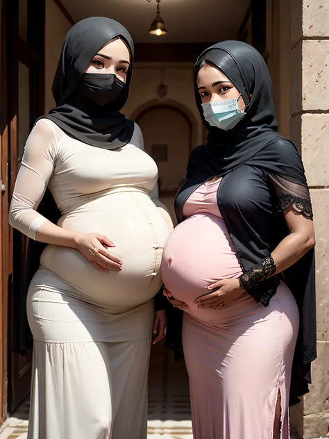 29-year-old pregnant mother in chador and her 9-year-old daughter in transparent clothes