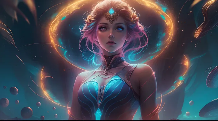 ((best quality)), ((masterpiece)), ((realistic)), portrait, 1girl, celestial, deity, goddess, light particles, halo, looking at viewer, (bioluminescent:0.95) flame, bioluminescence, phoenix, Vibrant, Colorful, Color, (Glow, Glow), (Beautiful Composition), ...