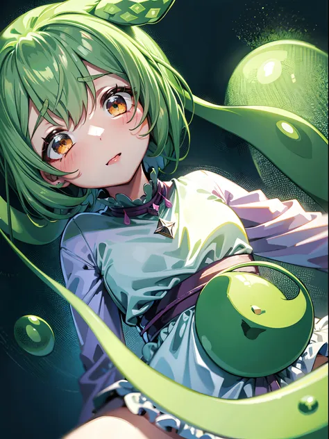 loli, abstraction, portrait, elemental, green tone