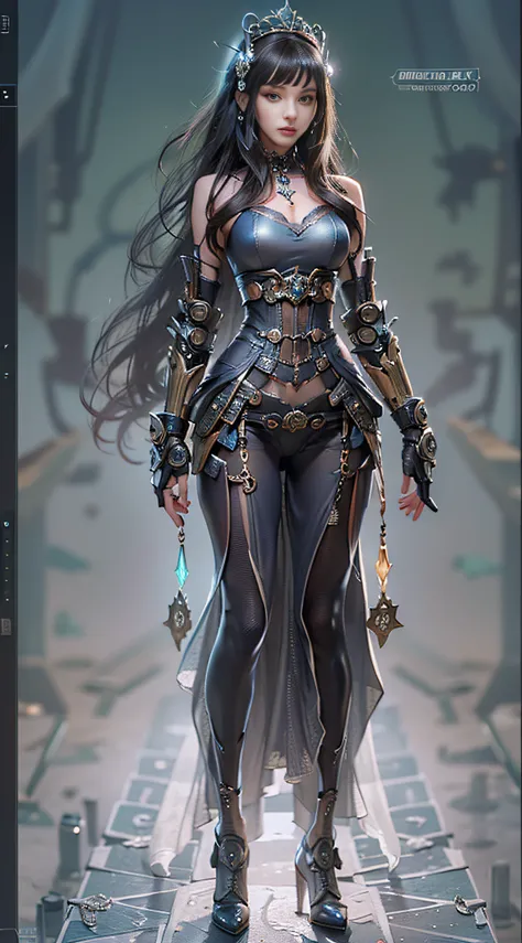 (((Masterpiece, top quality, super detailed))), (((One endless mage girl, 14 years old, radiating magic))), (((complex mechanical headgear, complex mechanical steampunk fashion and overdecorated gothic fashion and neon glitter cyberpunk fashion fusion of))...