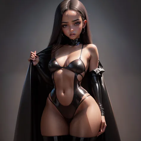 Trabalho Perfeito, Recursos realistas, 1 morena pequena, 18 anos, dominatrix, Leaked slave clothing, (((roupa preta transparente e delicada))), olhar sensual, Rosto bonito e perfeito, (((Seios enormes))) ,, tiro distante