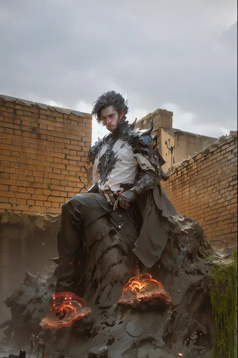 BJ_Daemon,solo,looking_at_viewer,black_hair,1boy,closed_mouth,standing,male_focus,wings,horns,armor,bird,shoulder_armor,gem,black_wings,
cinematic lighting,strong contrast,high level of detail,Best quality,masterpiece,White background,