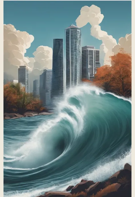 Water tornadoes，tidal waves，tornado，typhoon，swell sea，Armageddon，Greatwave，废墟，disrupt，，lakes，High water level，Bottomless，The run-down city creates a cinematic cityscape