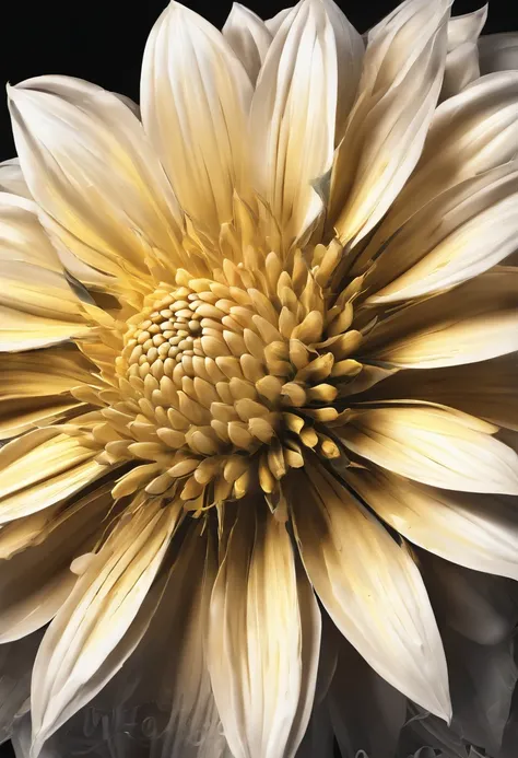 There are yellow flowers with stars in the background, a glowing delicate flower, Giant Dahlia Flower Head, Luminous flowers, Close-up of giant dahlia flower head, photorealistic detailed picture, Beautiful flowers, Drawing flowers, Yellow glowing magic, R...