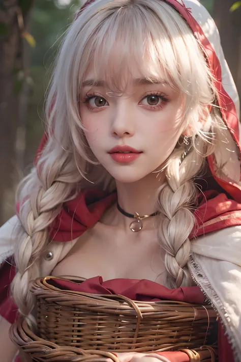 (Best Quality Detail)、realisitic、8K UHD、hight resolution、(red riding hood)、(up close shot)、(1girl in)、((The best smile))、The ultra-detailliert、intricate detailes、High quality shadows、Detail Beautiful delicate face、Detail Beautiful delicate eyes、in her 20s、...